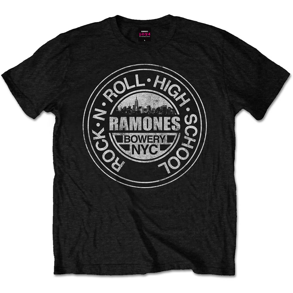 Tričko Ramones - Rock 'n Roll High School, Bowery, NYC, Unisex,Čierna,XL