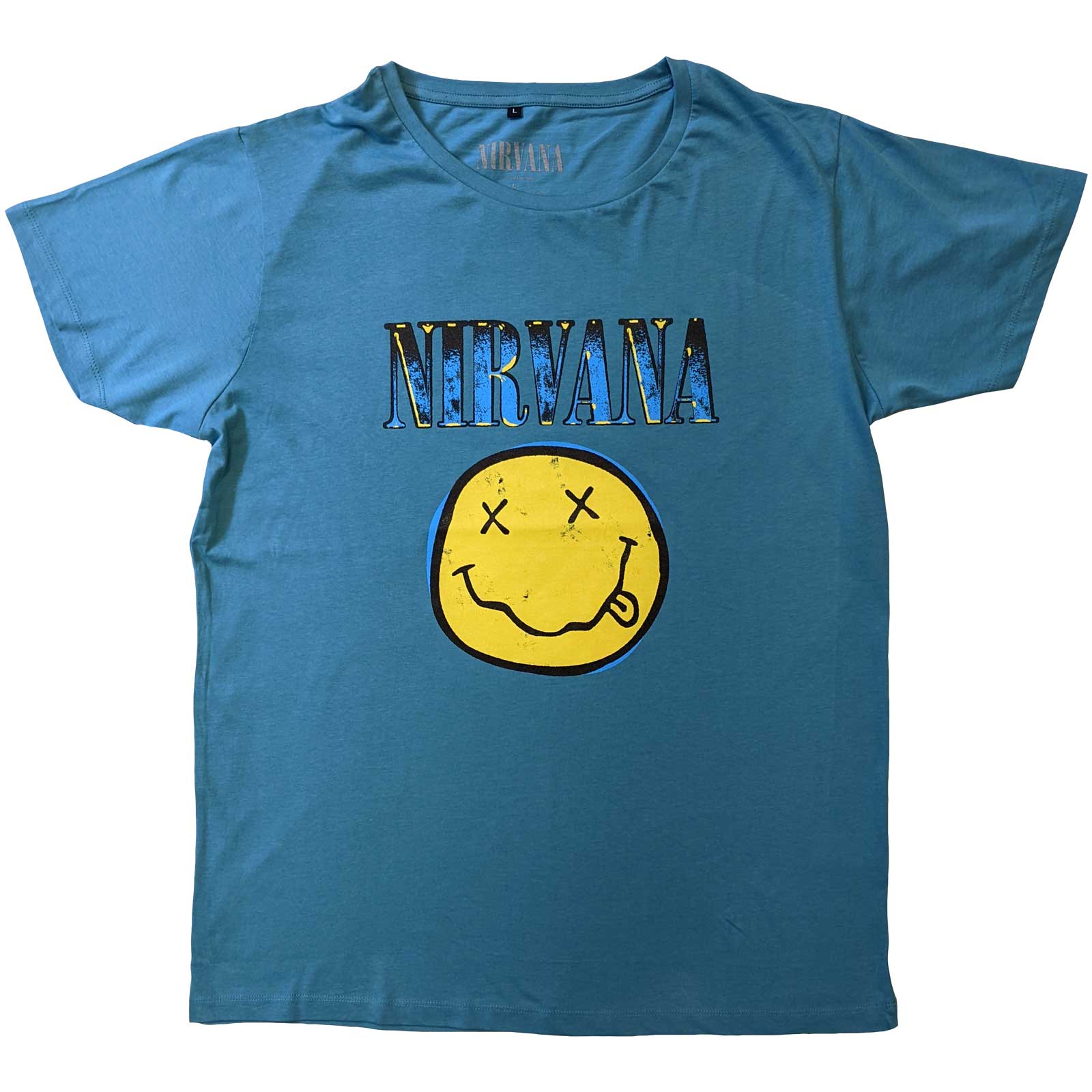 Tričko Nirvana - Xerox Smiley, Unisex,Modrá,XS
