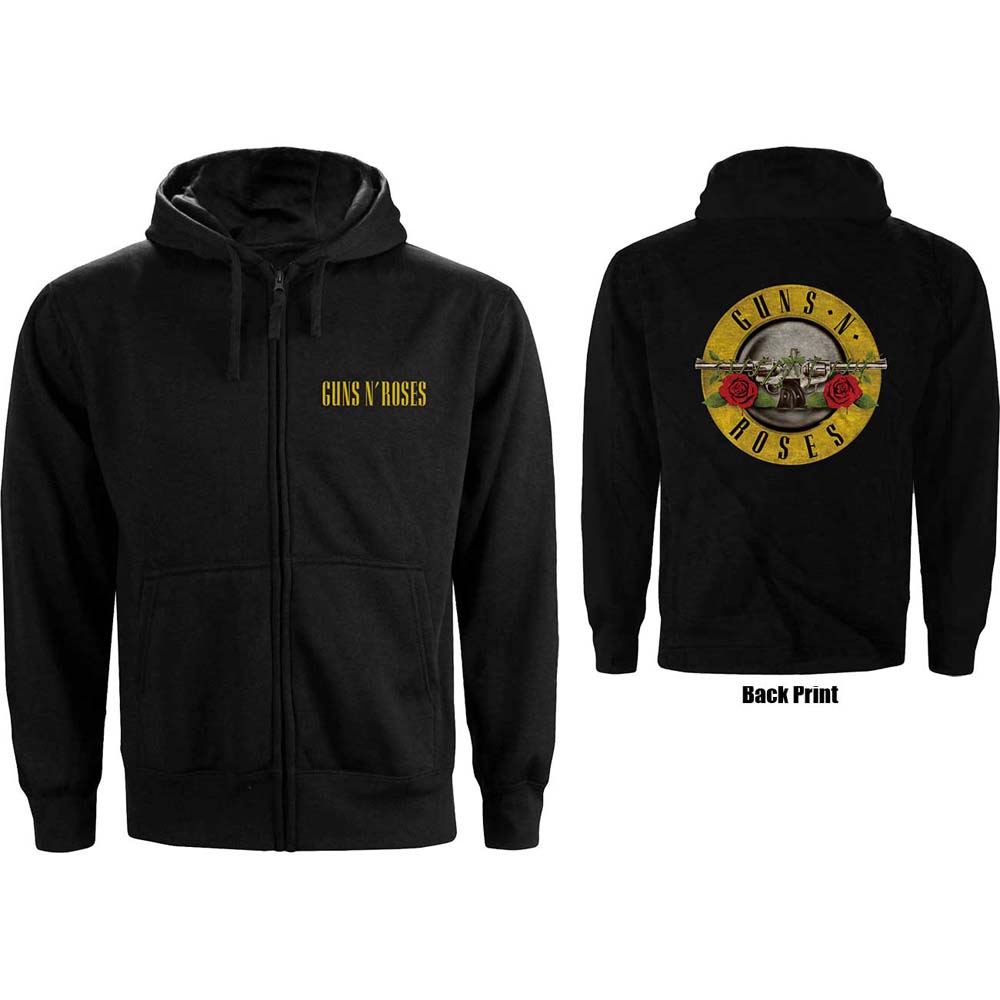 Mikina na zips Guns N’ Roses - Classic Logo, Unisex,Čierna,L