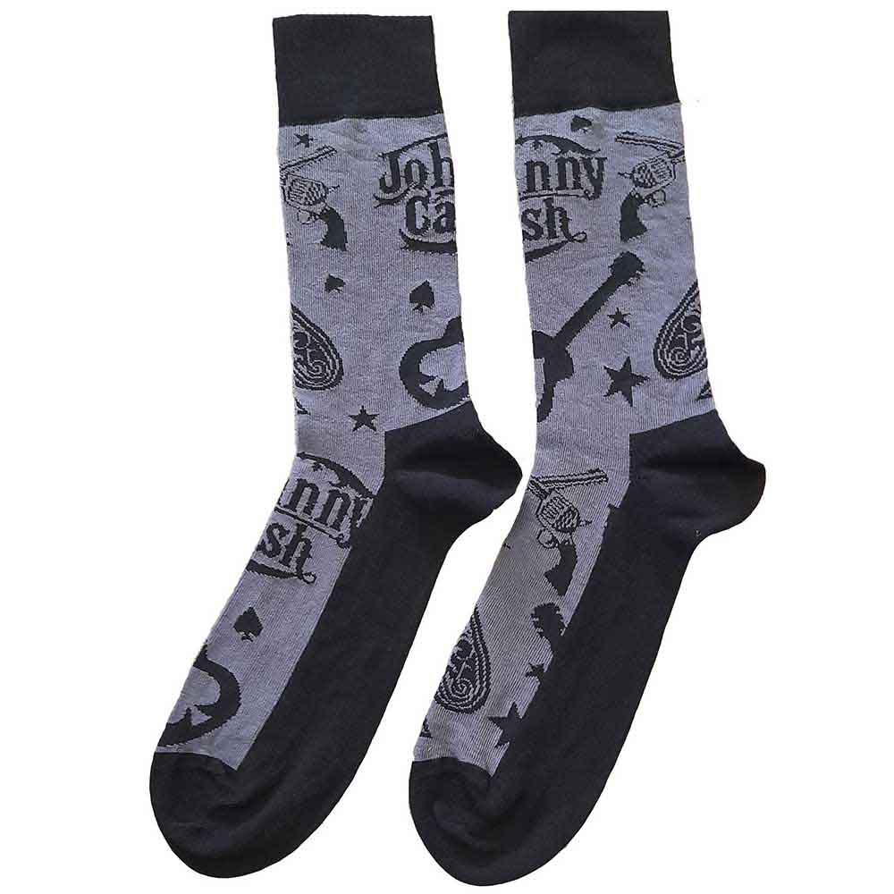 Ponožky Johnny Cash - Guitars 'n Guns, Unisex,Šedá,UK 7 - 11