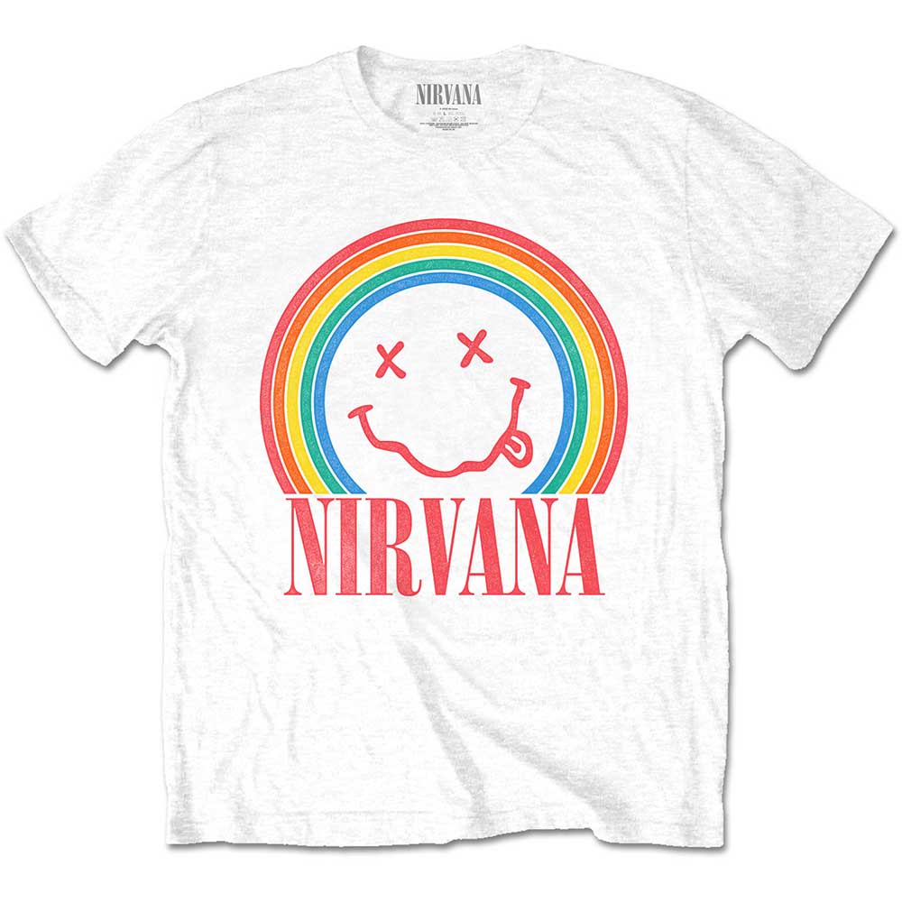Tričko Nirvana - Smiley Rainbow, Unisex,Biela,XXL