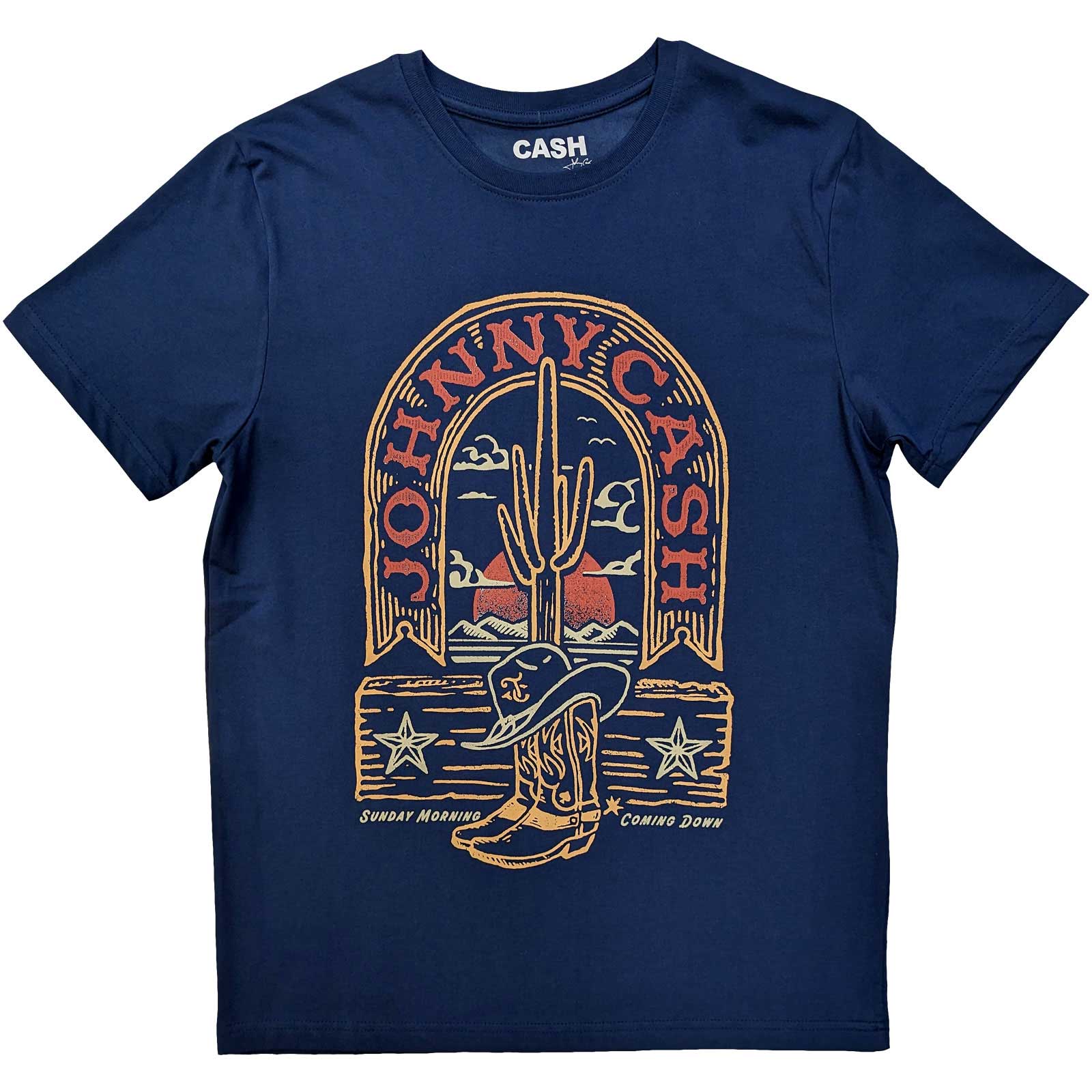 Tričko Johnny Cash - Sunday Morning, Unisex,Modrá,XL