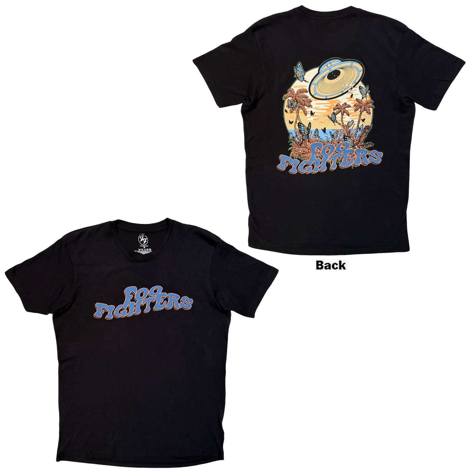Tričko Foo Fighters - Space Butterflies, Unisex,Čierna,XXL