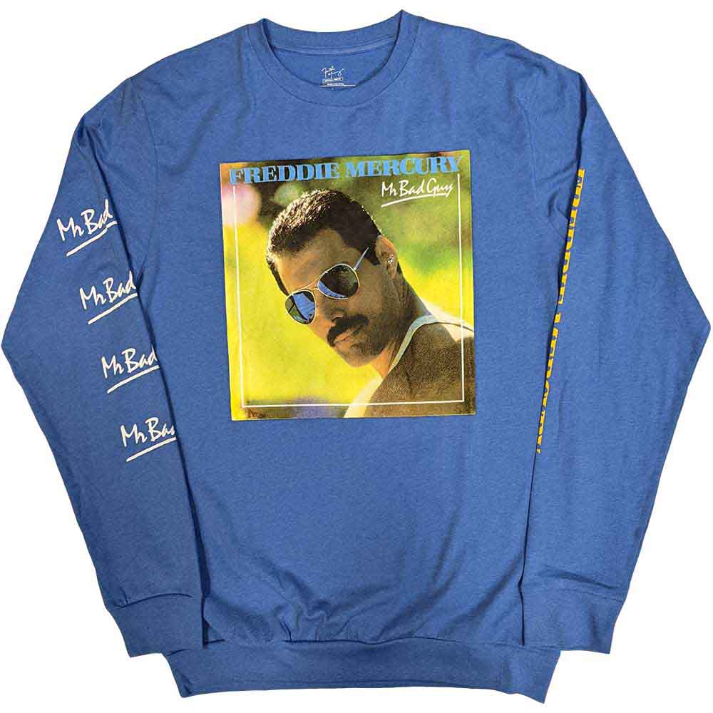 Tričko s dlhým rukávom Freddie Mercury - Mr Bad Guy, Unisex,Modrá,XXL