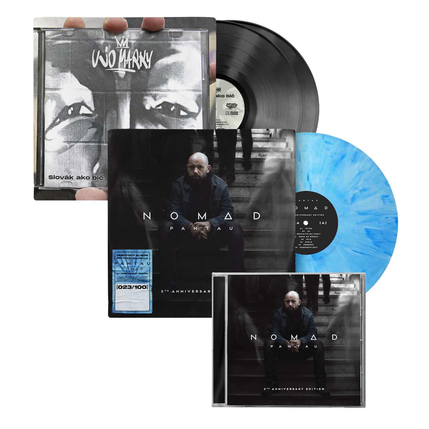 Balík Stará Škola Vinyl Pack - Hip Hop LP Pack: Vinyl Nomad (5th Anniversary Edition) + CD Nomad (5th Anniversary Edition) + Vinyl Ujo Marky - Slovák Ako Bič