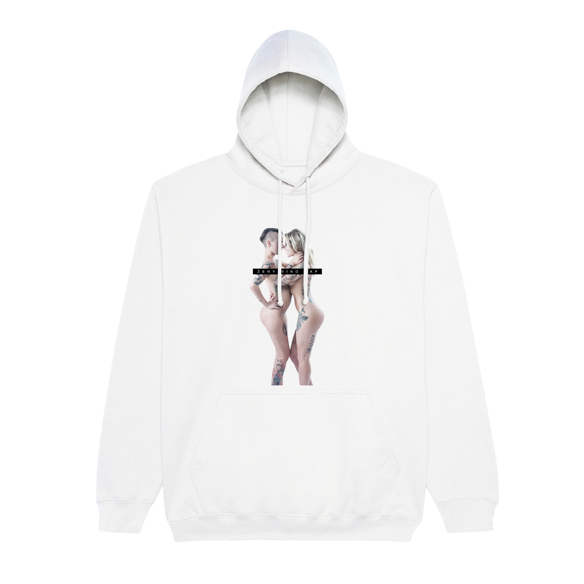 Mikina Zverina - Ženy, víno, rap, Muž,Biela,3XL